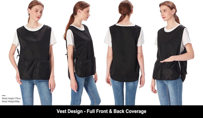 Jubatus 2 Pack Cobbler Aprons with 2 Pockets for Women Men Fast Drying Polyester Fabric, Black - Image 2